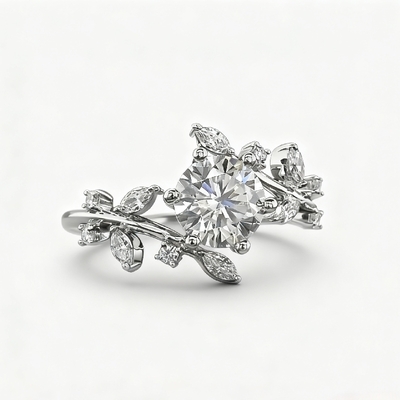 2.6CT Round & Marquise VVS Moissanite Bypass Engagement Ring