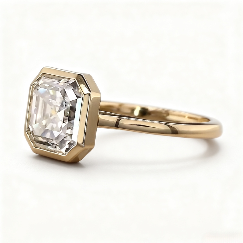 5CT Asscher Cut VVS Moissanite Solitaire Engagement Ring