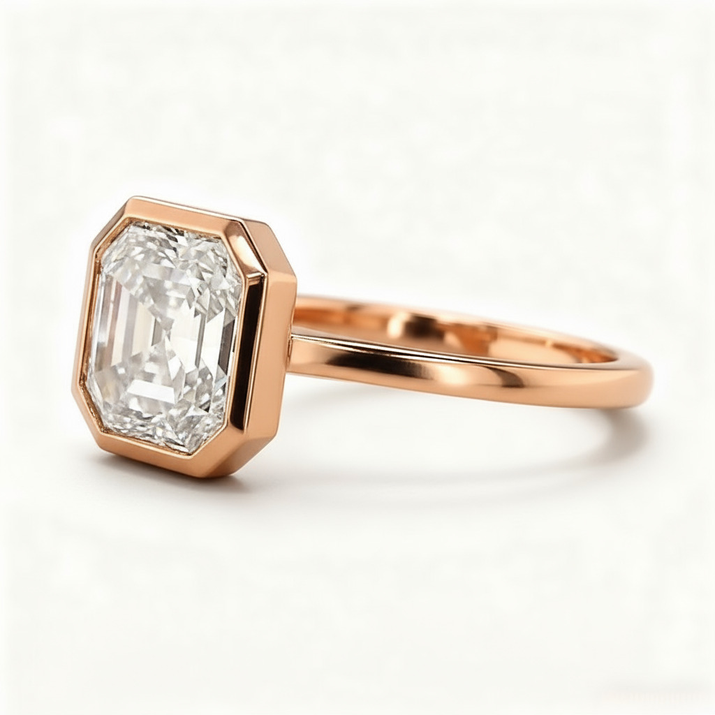 5CT Asscher Cut VVS Moissanite Solitaire Engagement Ring