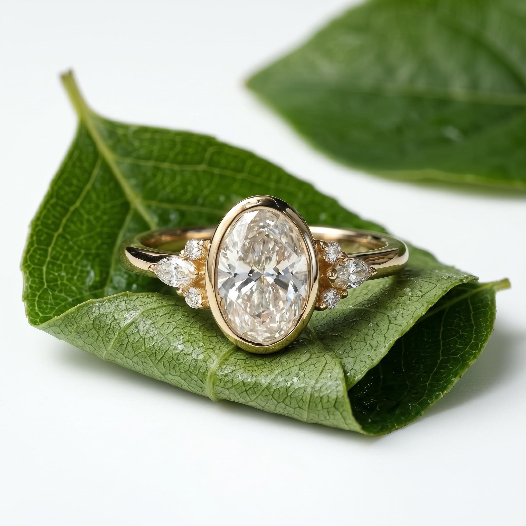 5.4ct. tw. Oval Cut VVS Moissanite Side Stone Engagement Ring 5.4ct. tw. Oval Cut VVS Moissanite Side Stone Engagement Ring