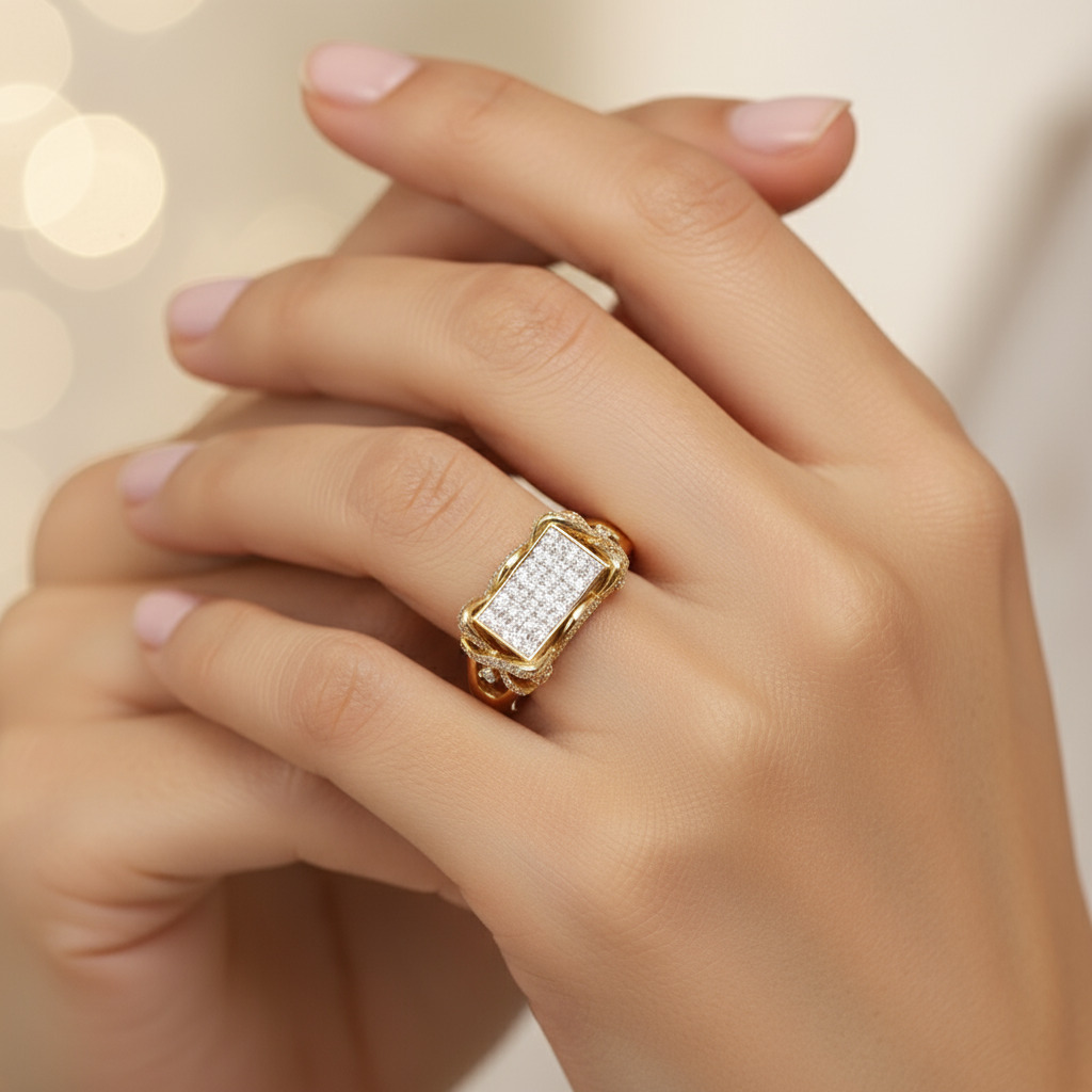 Princess Cut VVS Moissanite Rectangular Pave Ring Princess Cut VVS Moissanite Rectangular Pave Ring