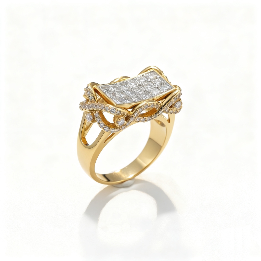 Princess Cut VVS Moissanite Rectangular Pave Ring Princess Cut VVS Moissanite Rectangular Pave Ring