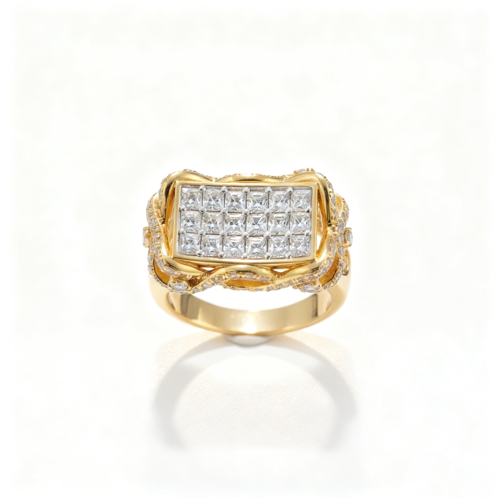 Princess Cut VVS Moissanite Rectangular Pave Ring Princess Cut VVS Moissanite Rectangular Pave Ring