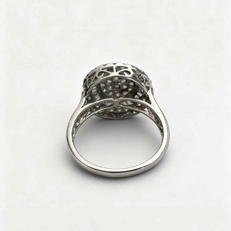 4.72CT Baguette & Round Cut VVS Moissanite Cluster Engagement Ring