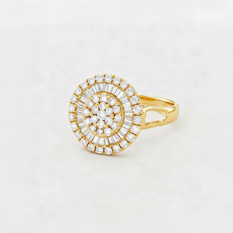 4.72CT Baguette & Round Cut VVS Moissanite Cluster Engagement Ring