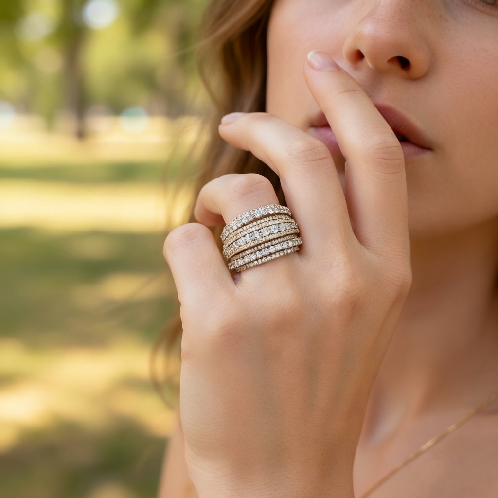 S925 Silver Multi-Layer Natural Diamond Wrap Ring in Yellow Gold S925 Silver Multi-Layer Natural Diamond Wrap Ring in Yellow Gold