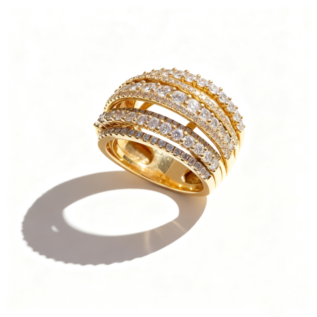 S925 Silver Multi-Layer Natural Diamond Wrap Ring in Yellow Gold S925 Silver Multi-Layer Natural Diamond Wrap Ring in Yellow Gold