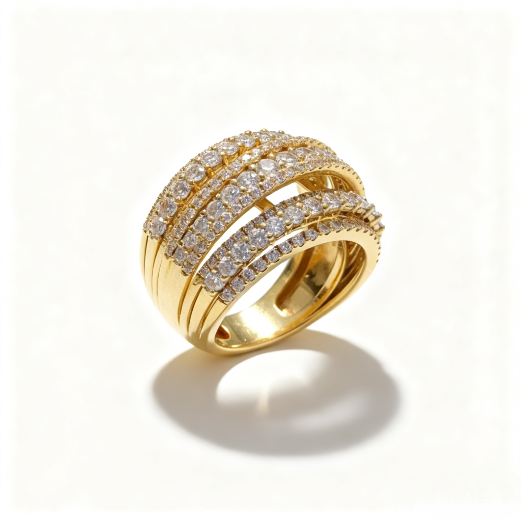 S925 Silver Multi-Layer Natural Diamond Wrap Ring in Yellow Gold S925 Silver Multi-Layer Natural Diamond Wrap Ring in Yellow Gold