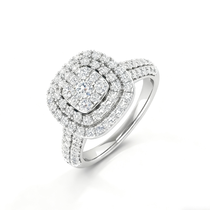 Cushion Shape Round Cut VVS Moissanite Halo Engagement Ring Cushion Shape Round Cut VVS Moissanite Halo Engagement Ring