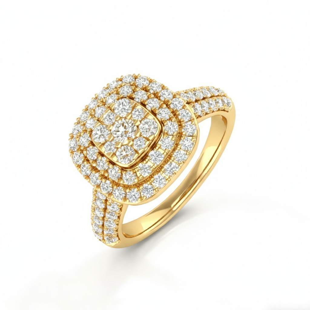 Cushion Shape Round Cut VVS Moissanite Halo Engagement Ring Cushion Shape Round Cut VVS Moissanite Halo Engagement Ring