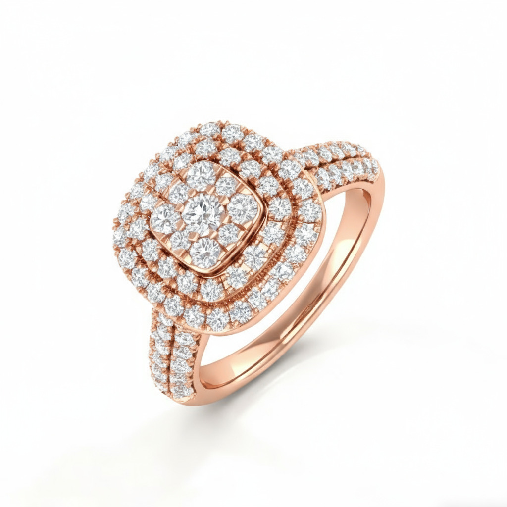 Cushion Shape Round Cut VVS Moissanite Halo Engagement Ring Cushion Shape Round Cut VVS Moissanite Halo Engagement Ring