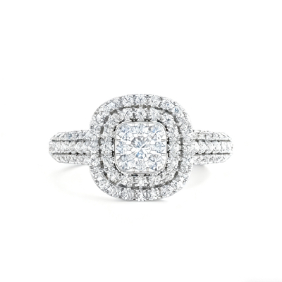 Cushion Shape Round Cut VVS Moissanite Halo Engagement Ring