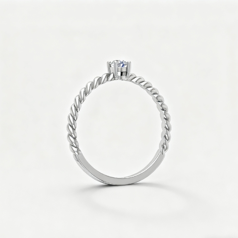 Round Cut VVS Moissanite Solitaire Twisted Engagement Ring