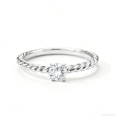 Round Cut VVS Moissanite Solitaire Twisted Engagement Ring Round Cut VVS Moissanite Solitaire Twisted Engagement Ring