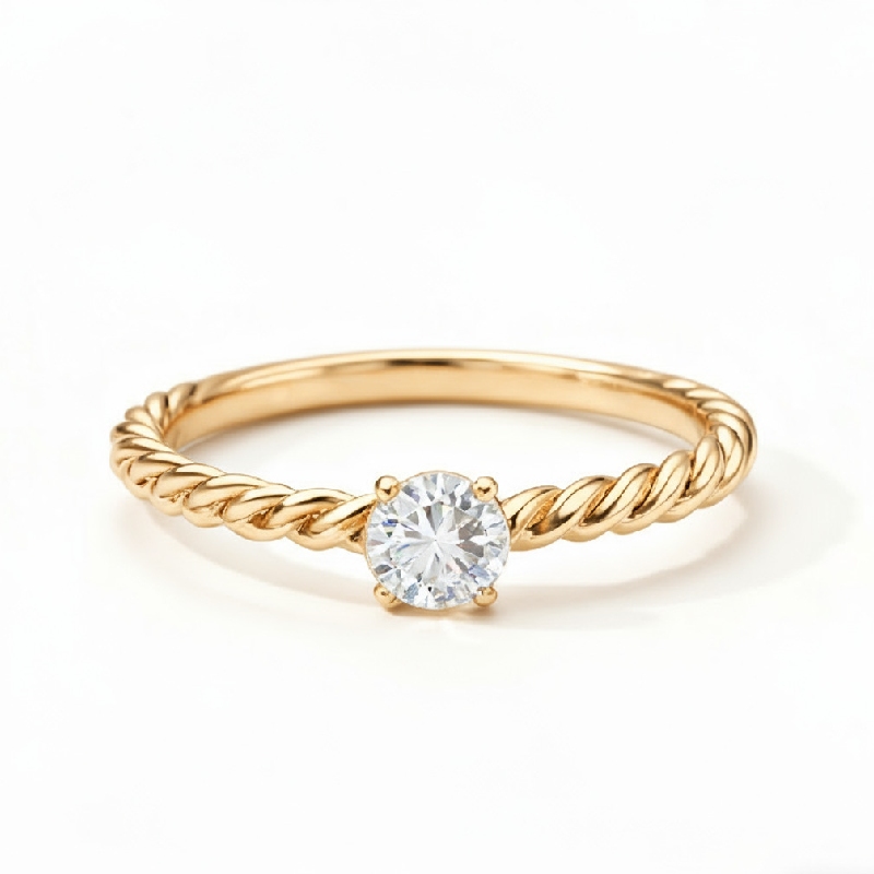 Round Cut VVS Moissanite Solitaire Twisted Engagement Ring