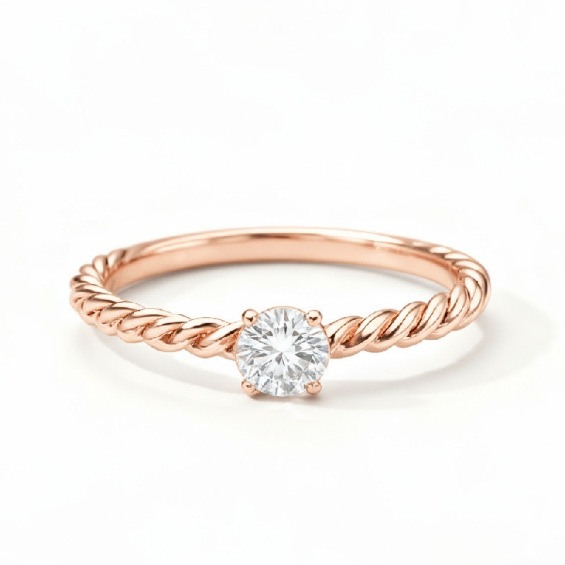 Round Cut VVS Moissanite Solitaire Twisted Engagement Ring