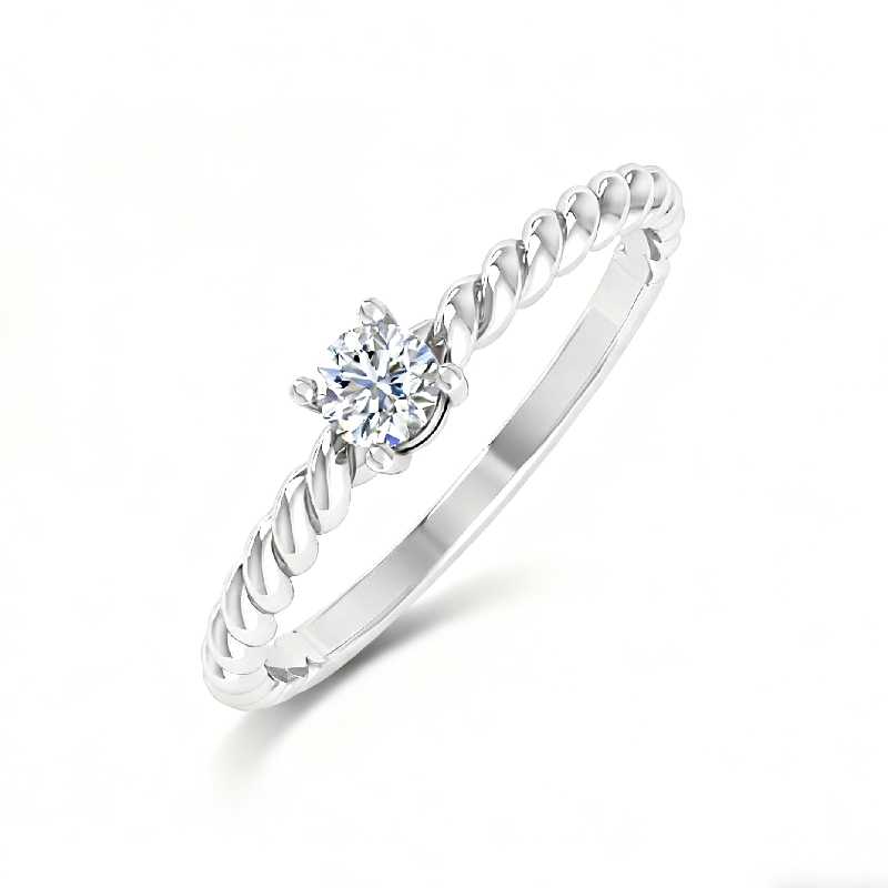 Round Cut VVS Moissanite Solitaire Twisted Engagement Ring