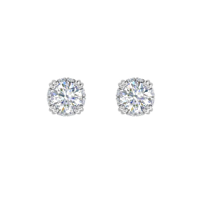 S925 Silver Round Diamond Halo Stud Earrings S925 Silver Round Diamond Halo Stud Earrings