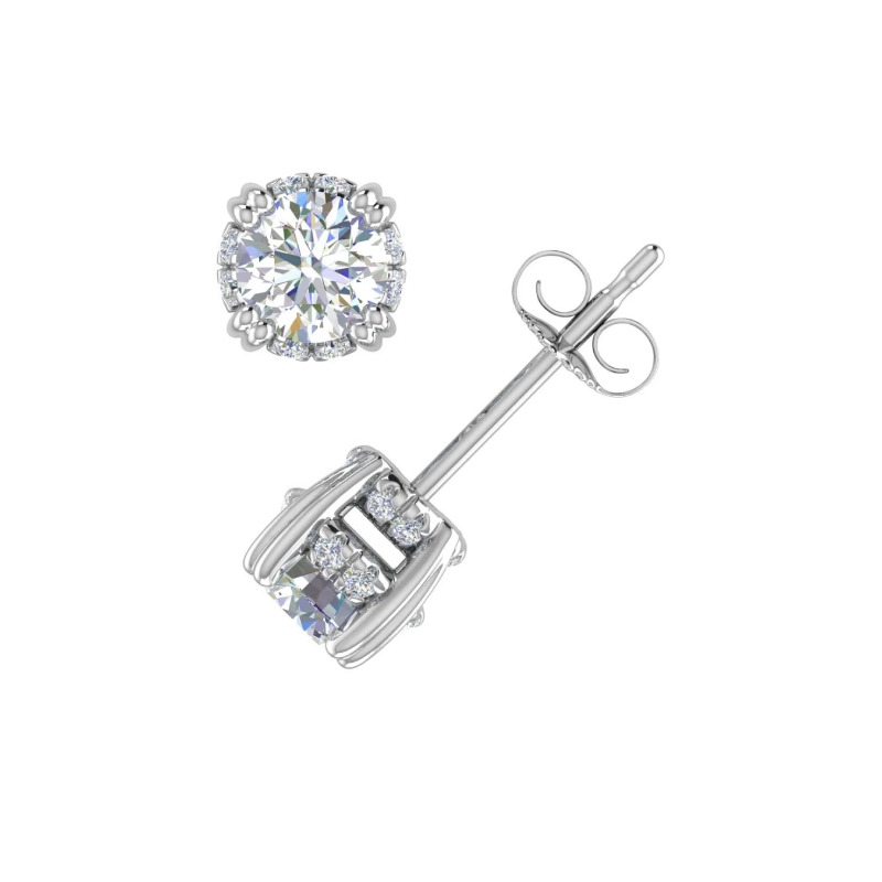 S925 Silver Round Diamond Halo Stud Earrings S925 Silver Round Diamond Halo Stud Earrings