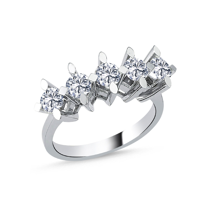 Five Round Cut VVS Moissanite Engagement Ring Five Round Cut VVS Moissanite Engagement Ring