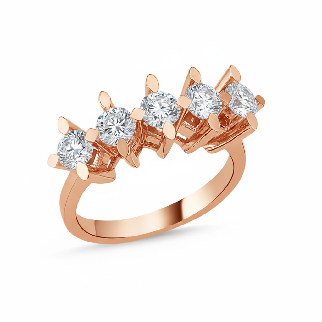 Five Round Cut VVS Moissanite Engagement Ring Five Round Cut VVS Moissanite Engagement Ring