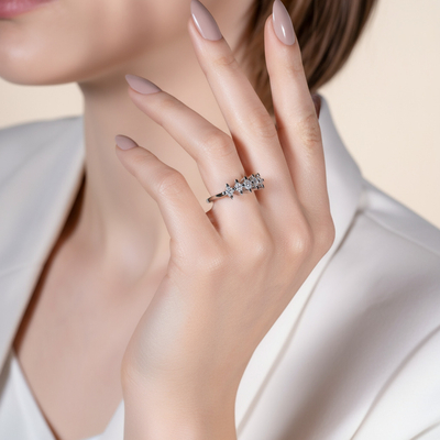 Five Round Cut VVS Moissanite Engagement Ring