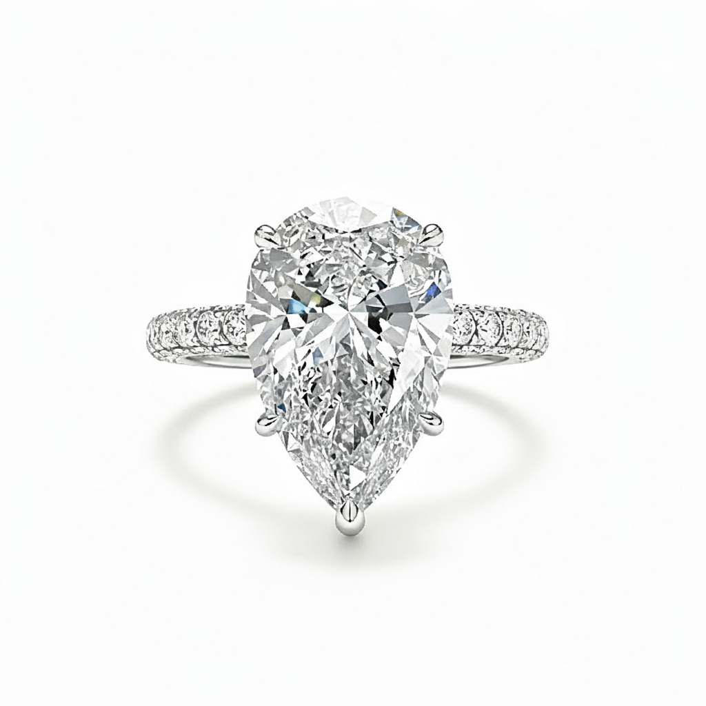 6.45CT Pear Cut VVS Moissanite Pave Engagement Ring 6.45CT Pear Cut VVS Moissanite Pave Engagement Ring
