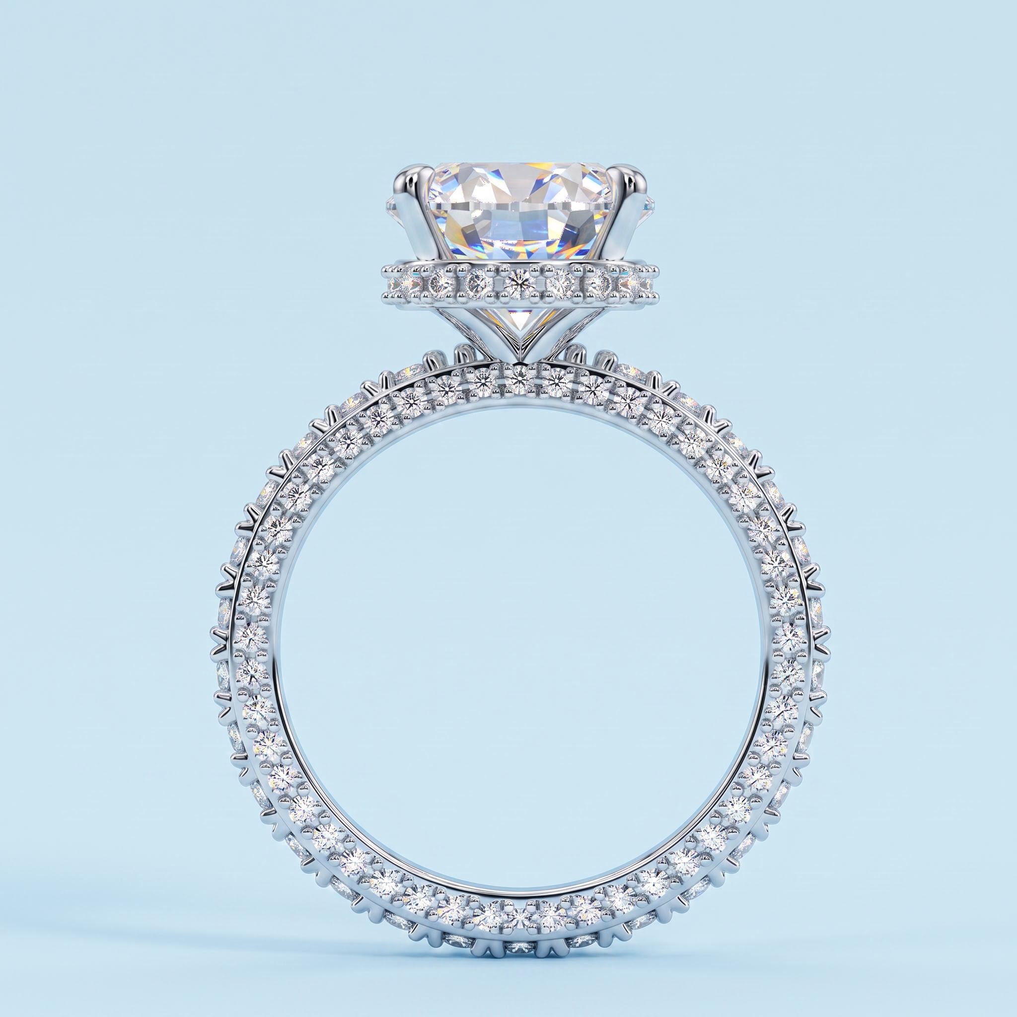7.68CT Pear Cut VVS Moissanite Pave Engagement Ring