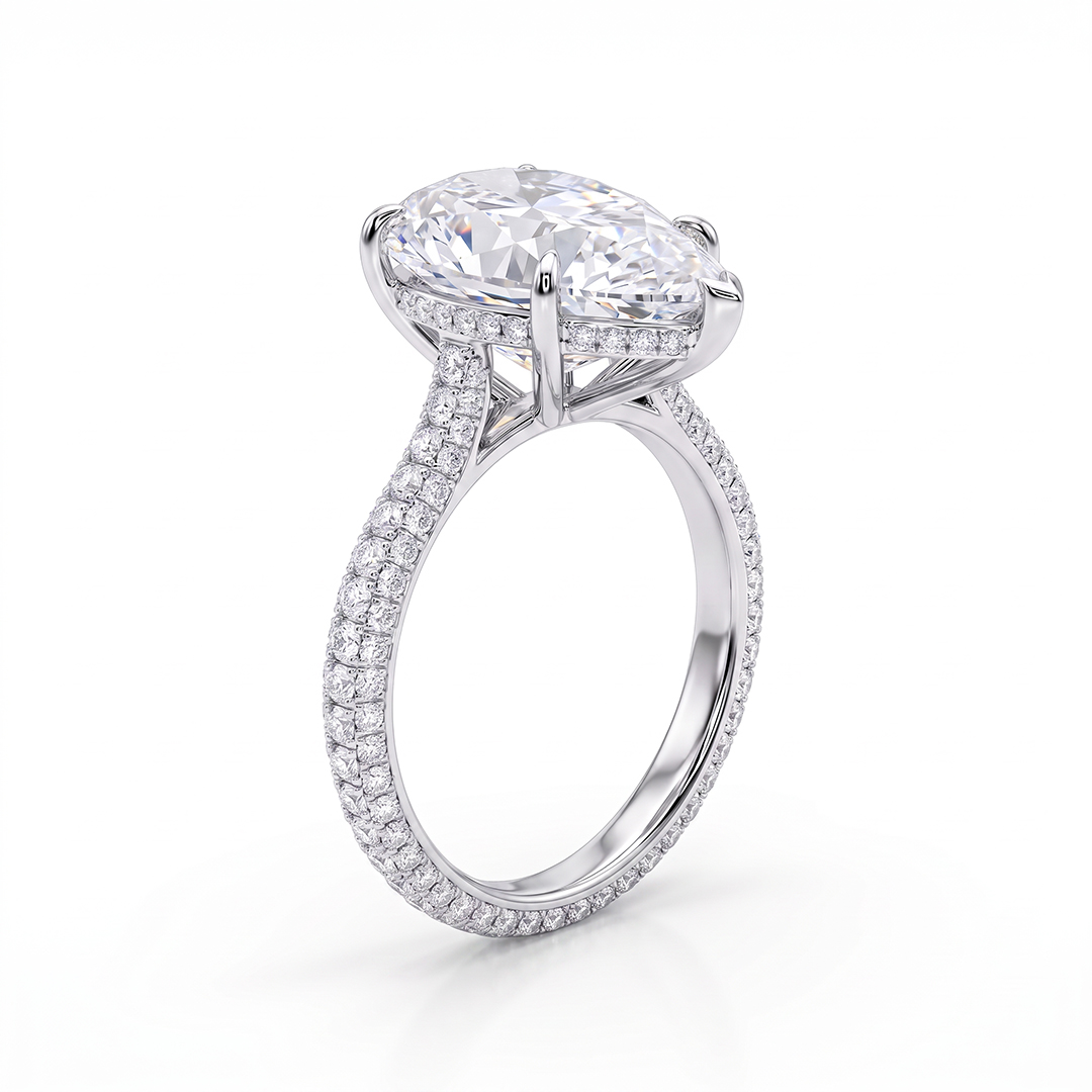 7.68CT Pear Cut VVS Moissanite Pave Engagement Ring 7.68CT Pear Cut VVS Moissanite Pave Engagement Ring
