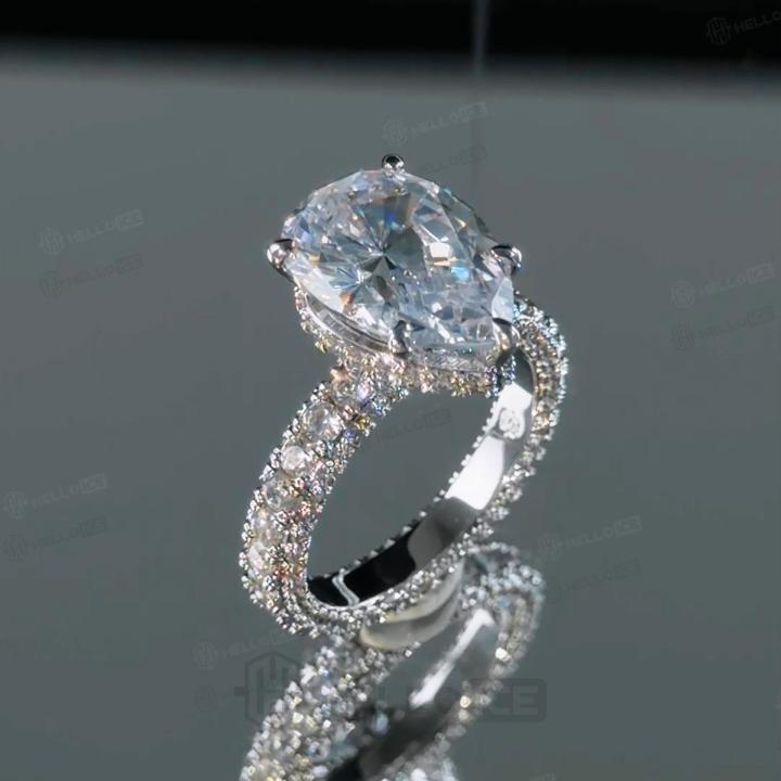 7.68CT Pear Cut VVS Moissanite Pave Engagement Ring 7.68CT Pear Cut VVS Moissanite Pave Engagement Ring