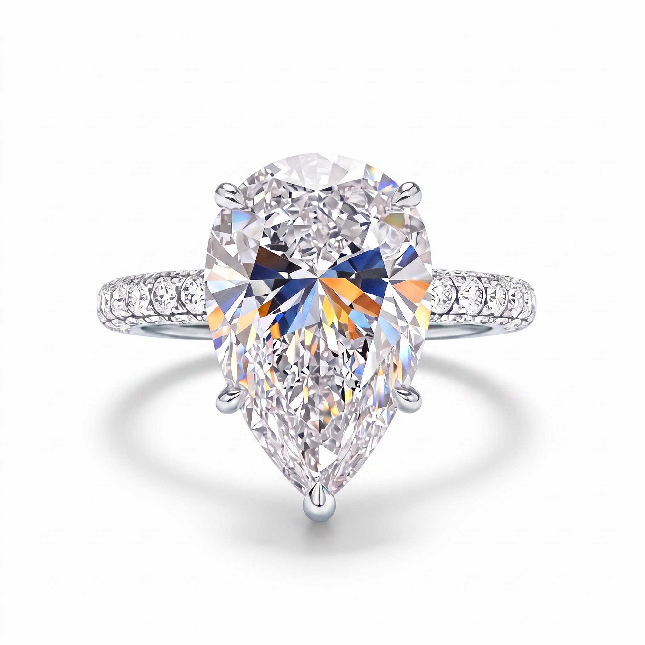 7.68CT Pear Cut VVS Moissanite Pave Engagement Ring 7.68CT Pear Cut VVS Moissanite Pave Engagement Ring
