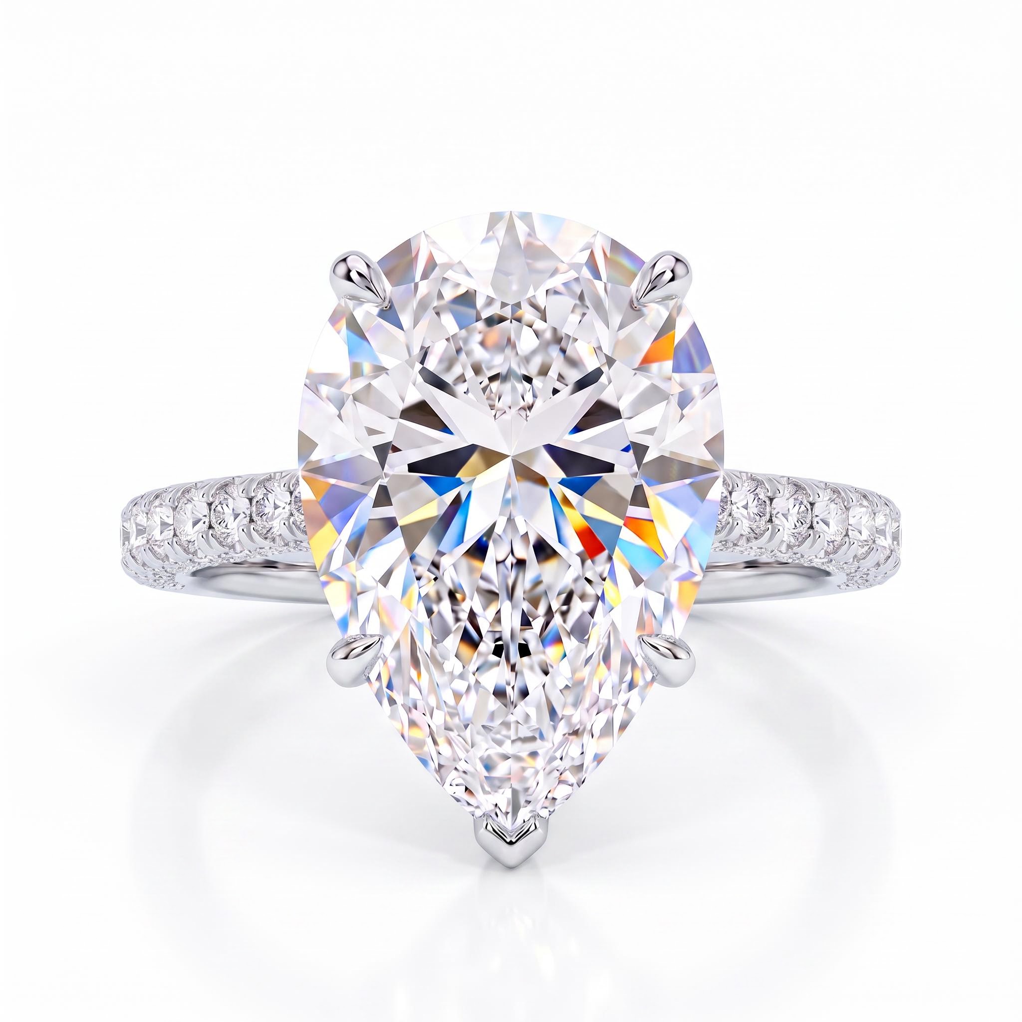 7.68CT Pear Cut VVS Moissanite Pave Engagement Ring 7.68CT Pear Cut VVS Moissanite Pave Engagement Ring