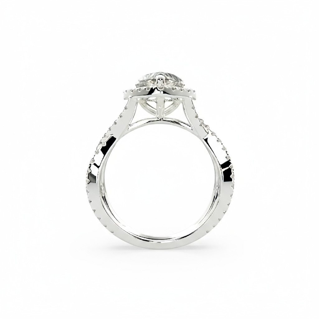 3.9CT Heart Cut VVS Moissanite Pave Split Shank Engagement Ring