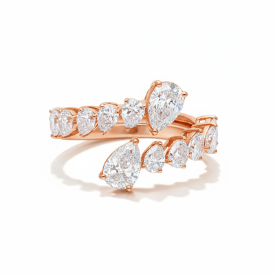 Pear Cut VVS Moissanite Bypass Wedding Ring