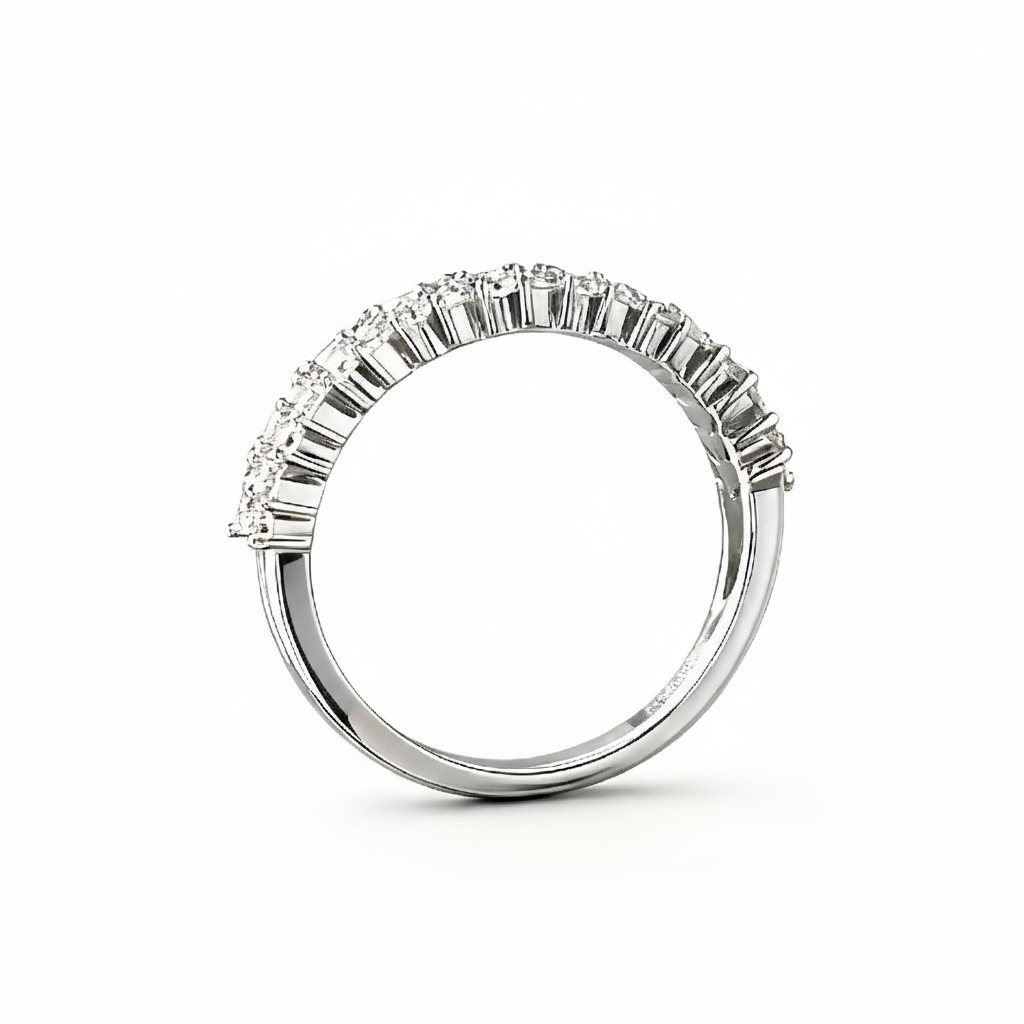 Marquise & Round Cut VVS Moissanite Pave Wedding Band