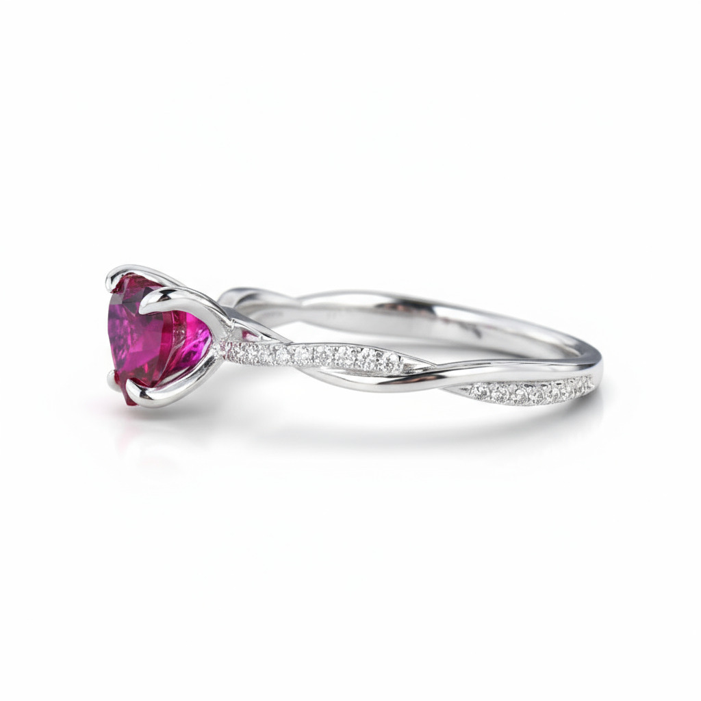 S925 Silver Heart Shaped Ruby Engagement Ring S925 Silver Heart Shaped Ruby Engagement Ring