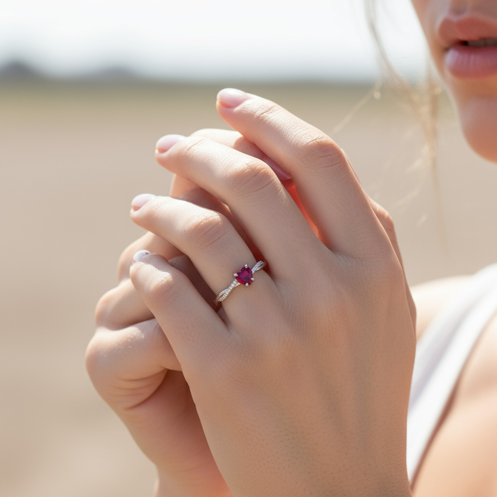 S925 Silver Heart Shaped Ruby Engagement Ring S925 Silver Heart Shaped Ruby Engagement Ring