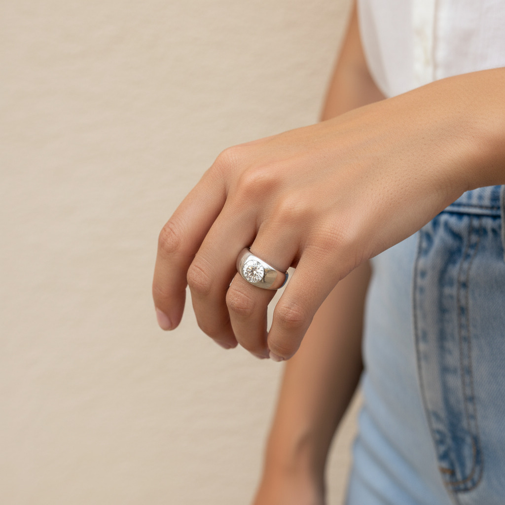 Round Cut VVS Moissanite Vintage Solitaire Engagement Ring