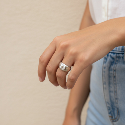 Round Cut VVS Moissanite Vintage Solitaire Engagement Ring