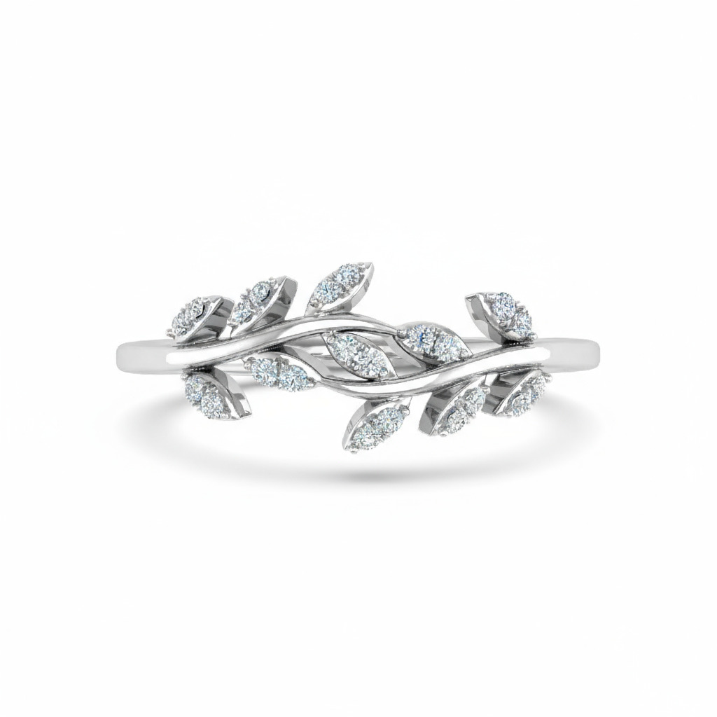 0.15CT Round Cut VVS Moissanite Nature Wedding Band