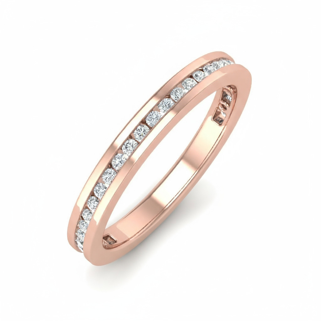 Round Cut VVS Moissanite Channle Set Wedding Band Round Cut VVS Moissanite Channle Set Wedding Band