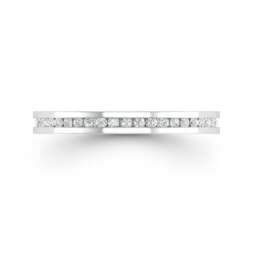 Round Cut VVS Moissanite Channle Set Wedding Band Round Cut VVS Moissanite Channle Set Wedding Band