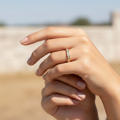 Round Cut  VVS Moissanite Channle Set Wedding Band