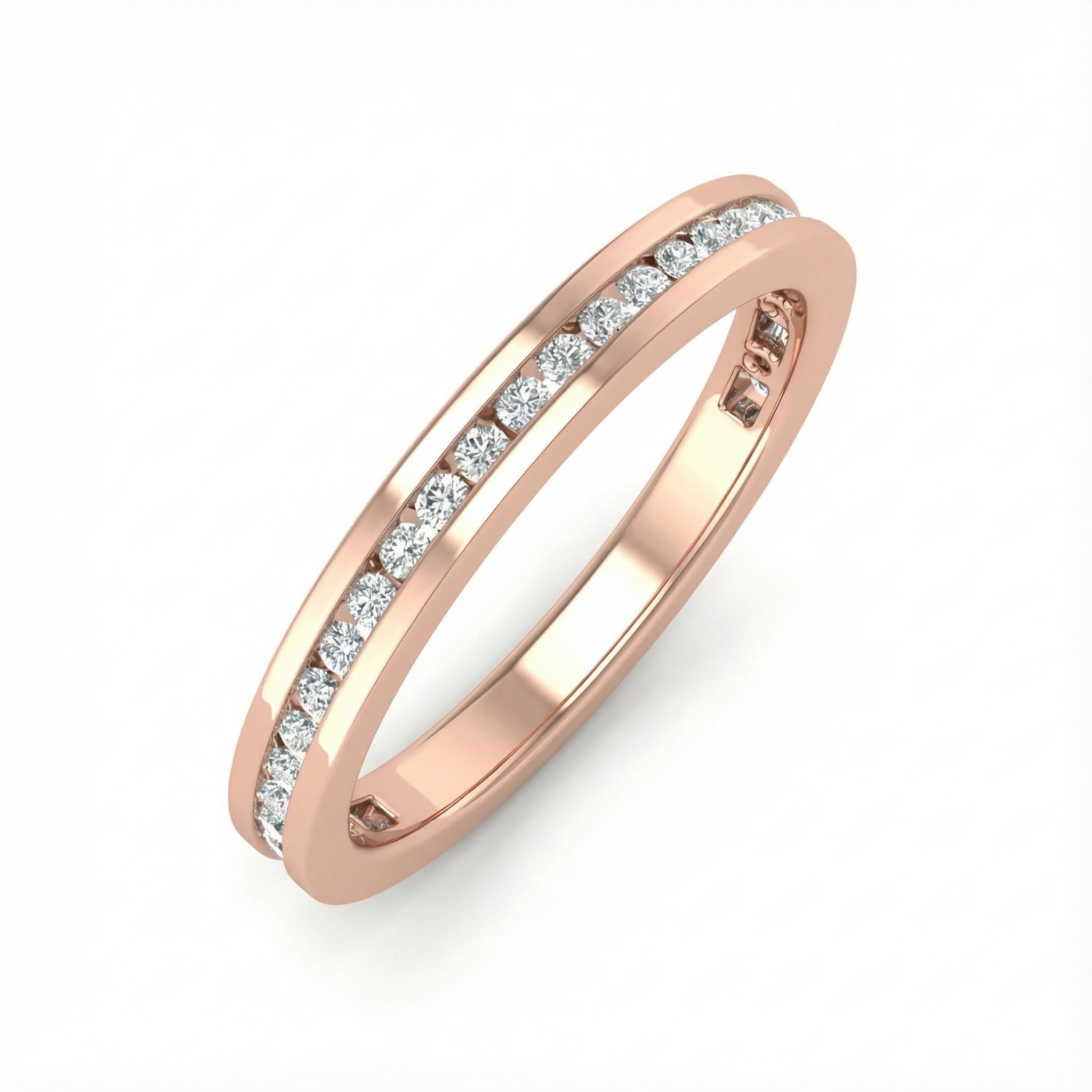 Round Cut VVS Moissanite Channle Set Wedding Band Round Cut VVS Moissanite Channle Set Wedding Band