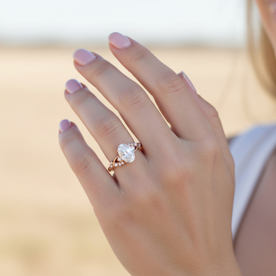 5.82CT Oval Cut VVS Moissanite Cluster Engagement Ring