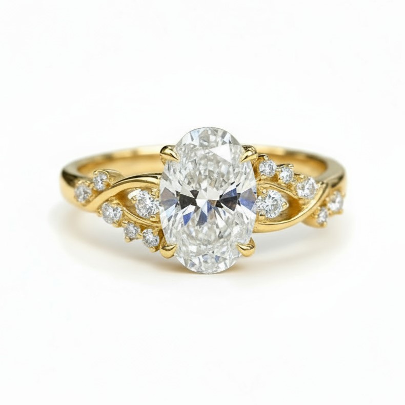 6.32ct. tw. Oval Cut VVS Moissanite Cluster Engagement Ring