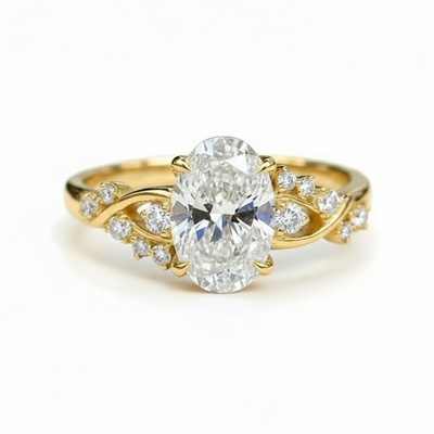 6.32ct. tw. Oval Cut VVS Moissanite Cluster Engagement Ring