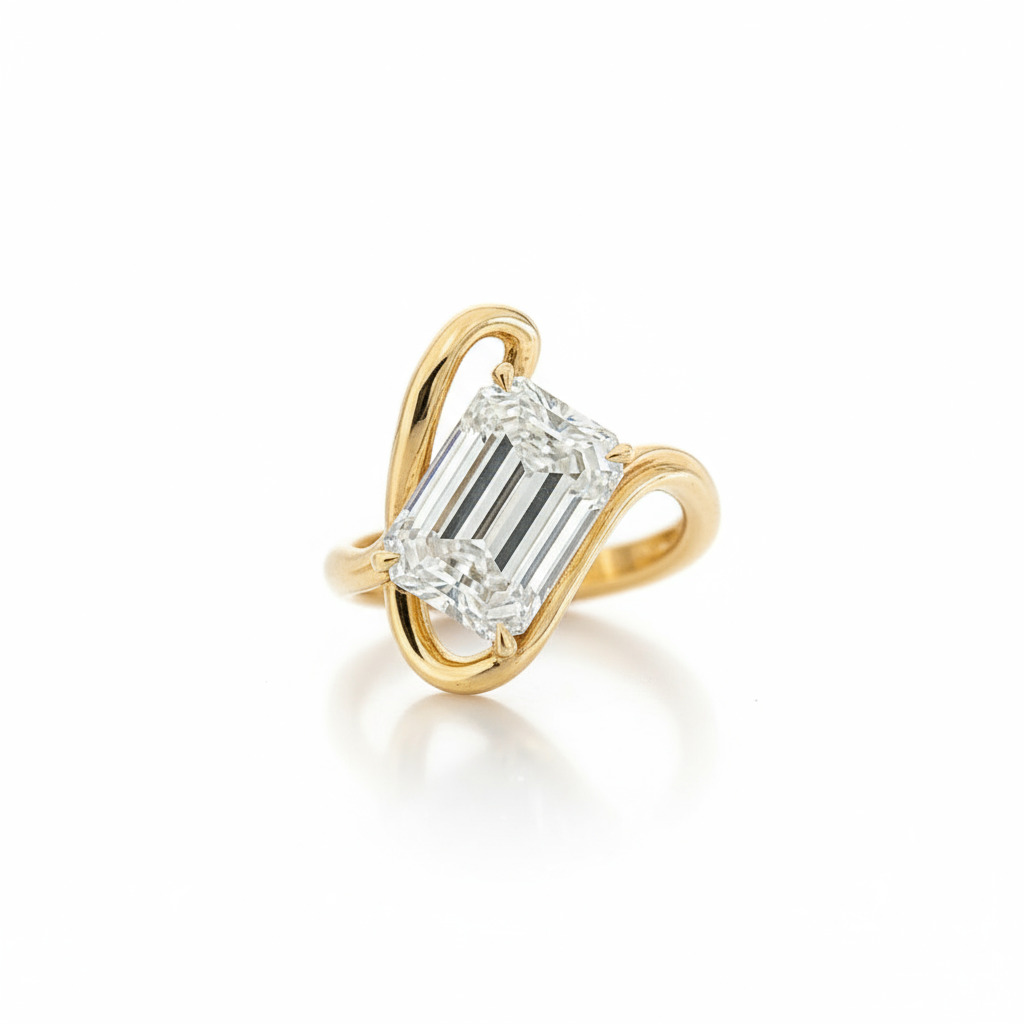 Emerald Cut VVS Moissanite Solitaire Engagement Ring Emerald Cut VVS Moissanite Solitaire Engagement Ring