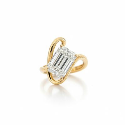 Emerald Cut VVS Moissanite Solitaire Engagement Ring