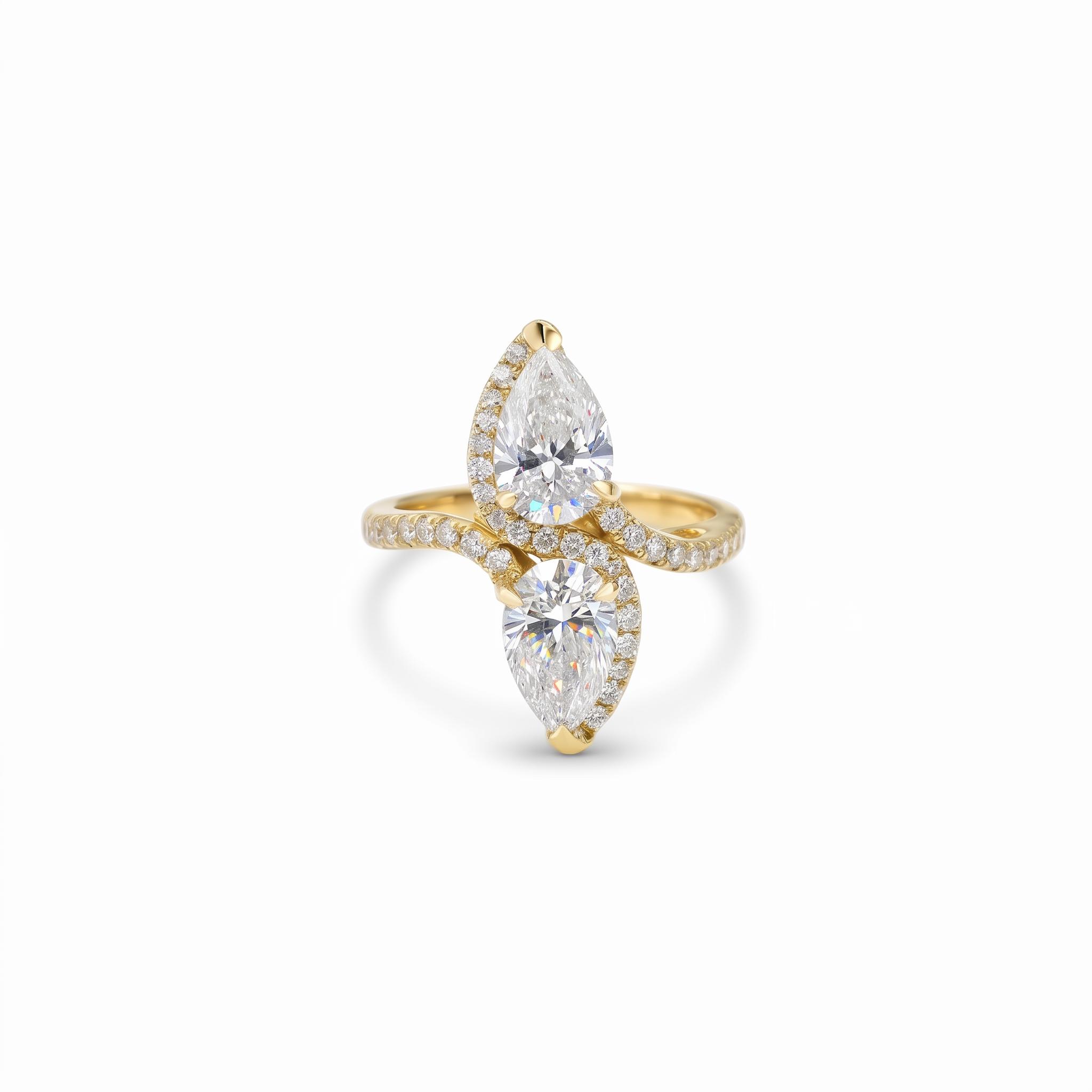 2.25ct. tw. Pear Cut Two Stone VVS Moissanite Pave Engagement Ring 2.25ct. tw. Pear Cut Two Stone VVS Moissanite Pave Engagement Ring